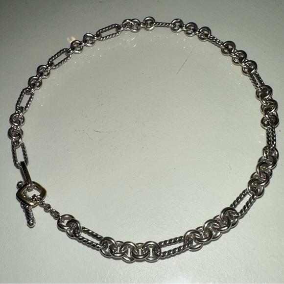 David Yurman Sterling Silver and 18k Gold Figaro Chain Necklace - Picture 5 of 7